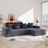 Modulares Ecksofa 261 x 146 x 65 cm in Grau mit Liegeseite, 4 Kissen und Cordbezug Bild 3