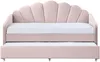 Vente-unique - ELUSIA Bett SamtStoff Puderrosa - B 100 cm x H 116,5 cm x L 204 cm Bild 4