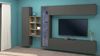 Dmora Ausgestattete Wand Alessano, 4-türiges TV-Ständer-Wohnzimmerset, Mehrzweck-Wohnzimmermöbel mit Vitrine und LED-Licht, 100 % Made in Italy, 280 x 30 x 180 cm, Anthrazit und Ahorn, Bild 2