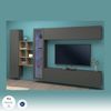 Dmora Ausgestattete Wand Alessano, 4-türiges TV-Ständer-Wohnzimmerset, Mehrzweck-Wohnzimmermöbel mit Vitrine und LED-Licht, 100 % Made in Italy, 280 x 30 x 180 cm, Anthrazit und Ahorn, Bild 4