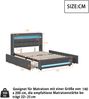 Merax Polsterbett 140*200 cm mit LED-Beleuchtung und USB-Steckdose, Kopfteil mit Ablagen und Stauraum mit 4 Schubladen, Doppelbett für Erwachsene, Leinenstoff Grau Bild 4