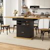 Esstisch 110-140x80x76 cm, ausziehbar, MDF Schwarz mit Metalllgriffen, integrierter Stauraum und Soft-Close,Schwarz und Natürlich Bild 2