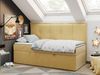 Kinderbett BANCO, Boxspringbetten für Kinderzimmer, Jugendbett, Einzelbett mit Matratze - Gelb Velours - Topper Visco Bild 3