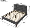 Polster-Doppelbett 140×200 cm mit Lattenrost, gepolsterter Leinen-Kopfteil, stabiler Massivholz-Stahl Hybridrahmen, Farbe Dunkelgrau, ideal für Erwachsene und Jugendliche, Matratze nicht im Lieferumfang enthalten Bild 5