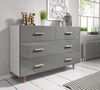 Kommode Norway-2 Hochglanz grau und Buche massiv 125 cm Bild 2
