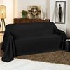Beautissu Romantica Tagesdecke Plaid Wildlederoptik Schwarz, 280 x 210 x 1 cm Bild 4