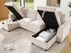 Flieks Ecksofa Couch U-Form Schlafsofa mit Ladefunktion, Schlaffunktion und Stauraum, 284×135×84 cm, Armlehne mit Staufach, USB-&Type-C-Anschluss, Bettfunktion, Bettkasten & 2 Zierkissen, Federkern, Sofa aus Chenille Bild 2