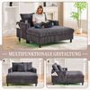 LVHOM Schlafsofa mit LED & USB, Cordstoff Palmensessel, Loungesofa mit Seitentaschen & Getränkehalter, 350kg Tragkraft, 128x85x142 cm, Dunkelgrau Bild 5