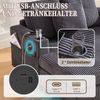 LVHOM Schlafsofa mit LED & USB, Cordstoff Palmensessel, Loungesofa mit Seitentaschen & Getränkehalter, 350kg Tragkraft, 128x85x142 cm, Dunkelgrau Bild 3