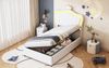 Weißes Prinzessinnen Bett 90x200 cm Mit LED Beleuchtung Und Muschel Design Kinderbett Mit Hydraulischem Stauraum Krone Kunstleder Märchenbett Bild 3