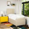 vidaXL Boxspringbett mit Matratze Creme 90x200 cm Stoff 3291944 Bild 3