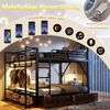 Etagenbett mit Schubladen, RGB LED-Streifen, Kleiderstange, Regal, Lattenrost und Leiter, 140x200 cm, Kinderbett mit Rausfallschutz, Metallbett Bild 4