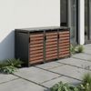 STEELSØN 'Kestra' Mülltonnenbox 3er je 240 Liter, graphitschwarz mit Nußbaum-Holzoptik, Mülltonnenverkleidung aus Stahl, wetterfest, 116x80x203 cm, Müllbox für 3 Tonnen Bild 2