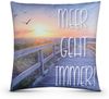 Outdoor Kissen mit Paspel ( 45 x 45 cm ) Dekokissen Garten - Reißverschluss - Schmutz- und Wasserabweisend - abnehmbarer Kissenbezug Meer geht Immer 6er-Pack Bild 2