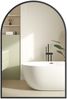 SONGMICS Spiegel für Bad, Wandspiegel, gewölbter Spiegel, Aluminiumrahmen, 91 x 61 cm, mit Sicherheitsfolie, einfache Montage, für Wohn-, Schlaf- und Badezimmer, tintenschwarz Bild 2