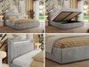 Polsterbett GOLD 5 CLASSIC 140 x 200 cm mit LED-Beleuchtung & Bettkasten, Doppelbett inkl. Lattenrost, Metall-Lift-System & Stauraum, Foam Matratze - Hellgrau Velvet - MIRO LUX Bild 2