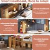 Novelux Doppelbett 180x200 Holzbett Eiche mit Nachttischen & Bettbank – Klappbares Kopfteil, USB-Leselampe, Stauraum & Lattenrost Bild 5