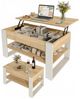 TREND WERK Couchtisch Lift-Couchtisch höhenverstellbar Sofatisch 92×54 cm mit Stauraum, verstecktem Fach Wohnzimmertisch Holz modern Bild 2