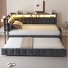 OKWISH Schlafsofa Polsterbett Funktionsbett, Ausziehbett mit LED-Beleuchtung, Ablagefächern & USB- und Typ-C-Anschlüssen 90 x 200 & 90x190 cm, ohne Matratze Bild 2