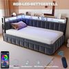OKWISH Schlafsofa Polsterbett Funktionsbett, Ausziehbett mit LED-Beleuchtung, Ablagefächern & USB- und Typ-C-Anschlüssen 90 x 200 & 90x190 cm, ohne Matratze Bild 3