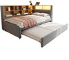 Ausziehbett 90/180×200/190 cm mit LED, Stauraum und Ladeanschlüssen, Dunkelgrau, ohne Matratze Bild 5