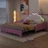 Schlafsofa mit Bettfunktion und Matratze, 140x200 cm, Kopfteil mit RGB LED-Beleuchtung, Jugendbett, Doppelbett, Kunstleder Bild 4