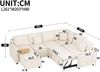 Merax L‑förmiges XXL‑Ecksofa für 7 Personen, ausziehbares und umwandelbares Schlafsofa mit Schlaffunktion, LED‑Leselampe, USB/Type‑C‑Anschluss, Armlehnen‑Stauraum, Klapptisch, Getränkehalter &3 Kisse, Beige Bild 4