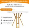 Runder Esstisch (100 x 100 x 76 cm), leichter und luxuriöser runder Tisch für 4-6 Personen, geeignet für Esszimmer und Wohnzimmer, goldene Beine, marmorierte Tischplatte aus MDF Bild 4