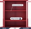 Vitrinenschrank Wohnzimmer klein GINA - 3 Ebenen, Metall | Glasvitrine Bücherschrank Büroschrank Aktenschrank mit Glasfenster Metallschrank, 101,5x80x40cm Rot Bild 4
