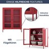 Vitrinenschrank Wohnzimmer klein GINA - 3 Ebenen, Metall | Glasvitrine Bücherschrank Büroschrank Aktenschrank mit Glasfenster Metallschrank, 101,5x80x40cm Rot Bild 5