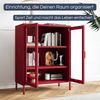 Vitrinenschrank Wohnzimmer klein GINA - 3 Ebenen, Metall | Glasvitrine Bücherschrank Büroschrank Aktenschrank mit Glasfenster Metallschrank, 101,5x80x40cm Rot Bild 3