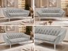 Sofa, Wohnzimmersofa PIRS 3, Skandinavisches Sofa 3-Sitzer, Sofa mit Wellenfederung, weiße Füße, Breite 180 cm Hoher Sitzkomfort - Hellgrau Velvet Bild 2
