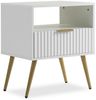 IDIMEX Nachtkommode MERVAL, Kleine Nachtkommode mit Schublade Metallfüße MDF-Front weiß/gold Bild 4