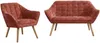 Vente-unique - CASERTA Sofa and armchair set Stoff Rot - B 73 cm x H 77 cm x L 82 cm127 cm Bild 2