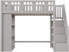 Merax Hochbett 90 x 200 cm, Kinderbett, Jugendbett, Holzbett mit Stauraumtreppe, Hochbett mit mehreren großen Staufächern, Funktionsbett, Grau Bild 5