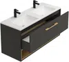 Vente-unique - YANGRA Waschbeckenmöbel Holz, PlatteKeramik Grau - B 46 cm x H 57 cm x L 120 cm Bild 2
