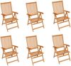 vidaXL Gartenstühle 6 Stk. Graue Karomuster-Kissen Massivholz Teak 3065574 Bild 2