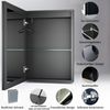 WDWRITTI Spiegelschrank Schwarz mit beleuchtung Hängeschrank 3Lichtfarben Dimmbar Anti-fog (Badezimmerspiegelschrank mit LED mit / ohnne Rasiersteckdose, Speicherfunktion, 1 türen 50x70cm, 40x60cm, Doppelseitiger Spiegel, Alu-Schranktür) Full Surround ... Bild 2