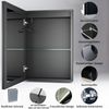 WDWRITTI Spiegelschrank Schwarz mit beleuchtung Hängeschrank 3Lichtfarben Dimmbar Anti-fog (Badezimmerspiegelschrank mit LED mit / ohnne Rasiersteckdose, Speicherfunktion, 1 türen 50x70cm, 40x60cm, Doppelseitiger Spiegel, Alu-Schranktür) Full Surround ... Bild 4