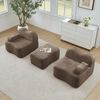 Ecksofa modular in Braun, Samtbezug, extra tiefe Sitzfläche, Wellenform, mit Ottoman, rahmenlos,70x192x167 cm Bild 4