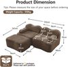 Ecksofa modular in Braun, Samtbezug, extra tiefe Sitzfläche, Wellenform, mit Ottoman, rahmenlos,70x192x167 cm Bild 5