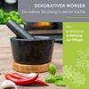 madeco Mörser mit Stößel Granit auf Holzsockel Eiche Ø 14,5 cm - Perfekt geeignet für Gewürze, Kräuter & Nüsse - Steinmörser Set - Design Granit Mörser & Stößel groß Bild 2