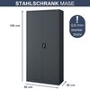 Aktenschrank abschließbar JAN - 5 Ebenen verstellbar, Flügeltüren | Metallschrank Werkstatt Mehrzweckschrank Büroschrank aus Stahl Werkzeugschrank, 195x90x40cm Anthrazit Bild 2