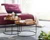 Couchtisch 2er Set Rund Gold Schwarz Metall Hammerschlag abnehmbares Tablett Modern Bild 5