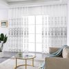 Qelus Gardine 2er Set Bestickt Sheer Voile Vorhänge mit ösen Wohnzimmer Modern, Blumen Durchsichtig Gardinen Bild 1