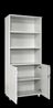 Furni24 Aktenschrank mit Zylinderschloss–Oben offen, 3 verstellbare Regalfächer, unten 2 verstellbare Regalfächer mit Doppeltür und Ganzmetallscharniere, abschließbarer Holzschrank-Grau, 190 x 80 x 40 cm… Bild 2