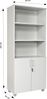 Furni24 Aktenschrank mit Zylinderschloss–Oben offen, 3 verstellbare Regalfächer, unten 2 verstellbare Regalfächer mit Doppeltür und Ganzmetallscharniere, abschließbarer Holzschrank-Grau, 190 x 80 x 40 cm… Bild 3