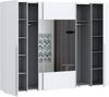 FORTE 'Nagaro' Dreh- und Schwebetürenschrank, 210 x 61 x 270 cm, Weiß mit Spiegel Bild 4