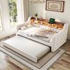 Sofa-Bett aus Samt beige, 90x190 cm, mit LED & USB-C, Stauraum, platzsparend Bild 3