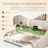 Sofa-Bett aus Samt beige, 90x190 cm, mit LED & USB-C, Stauraum, platzsparend Bild 5
